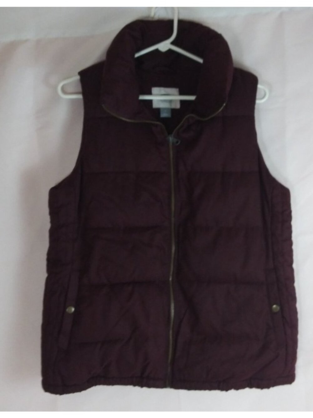 Old Navy Burgundy Quilted Fleece Lined Full Zip Puffer Vest Size Medium
